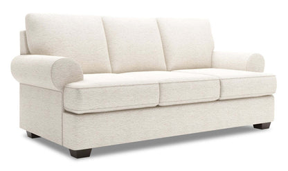 Fabriqué au Canada Canapé Personnalisable Roll 86 Canapé en Tissu Chenille avec Accoudoirs Enroulés - Beige Sable de Luxe | Canapé Roll de Sofa Lab de 86 po fabriqué au Canada en tissu de chenille avec accoudoirs enroulés - beige Sable de Luxe | RO103093