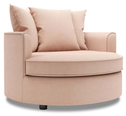Fauteuil d’appoint enveloppant Sofa Lab de 48 po fabriqué au Canada en tissu d’apparence lin - rose Pax Rose | CUDD3249