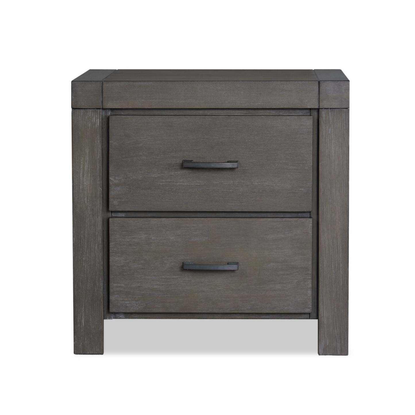 Table de nuit Koda à 2 tiroirs, 23,7 L x 23,7 H, Bois d'acacia - Gris | Table de nuit Koda de 23,7 po (L) x 23,7 po (H) à 2 tiroirs en acacia - grise