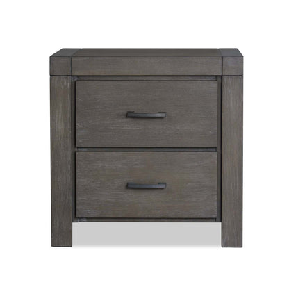 Table de nuit Koda à 2 tiroirs, 23,7 L x 23,7 H, Bois d'acacia - Gris | Table de nuit Koda de 23,7 po (L) x 23,7 po (H) à 2 tiroirs en acacia - grise