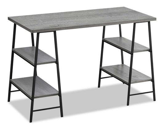 Bureau Jonnie 47.25 avec pattes de type chevalet - Gris|Bureau Jonnie de 47,25 po avec pattes de type chevalet - gris
