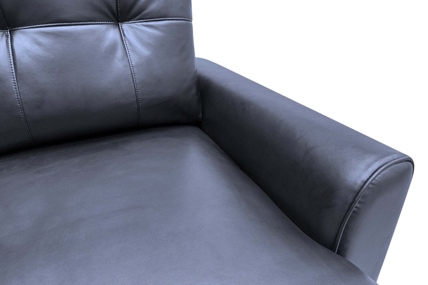 Sofa-lit sectionnel de droite Carter 2 pièces en tissu d’apparence cuir avec fauteuil long de rangement - noir