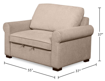 Fauteuil convertible Haven de Scott Living de 55 po en tissu de chenille avec pattes en bois - taupe