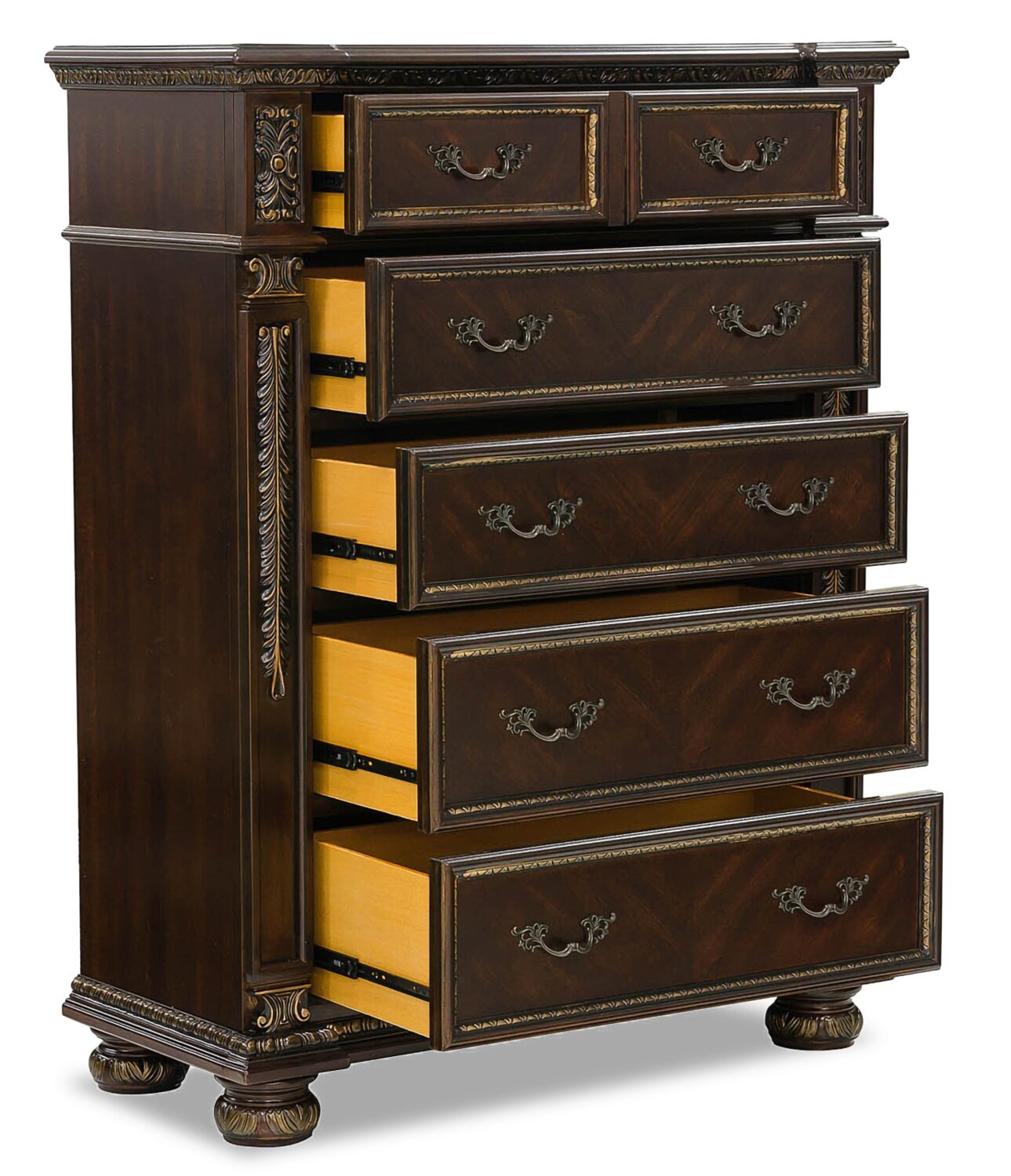 Wynn Bedroom Chest of Drawers, 5-Drawer, 42W x 54.5H - Cherry Brown | Commode verticale Wynn de 42 po (L) x 54,5 po (H) à 5 tiroirs pour la chambre à coucher - brun cerisier