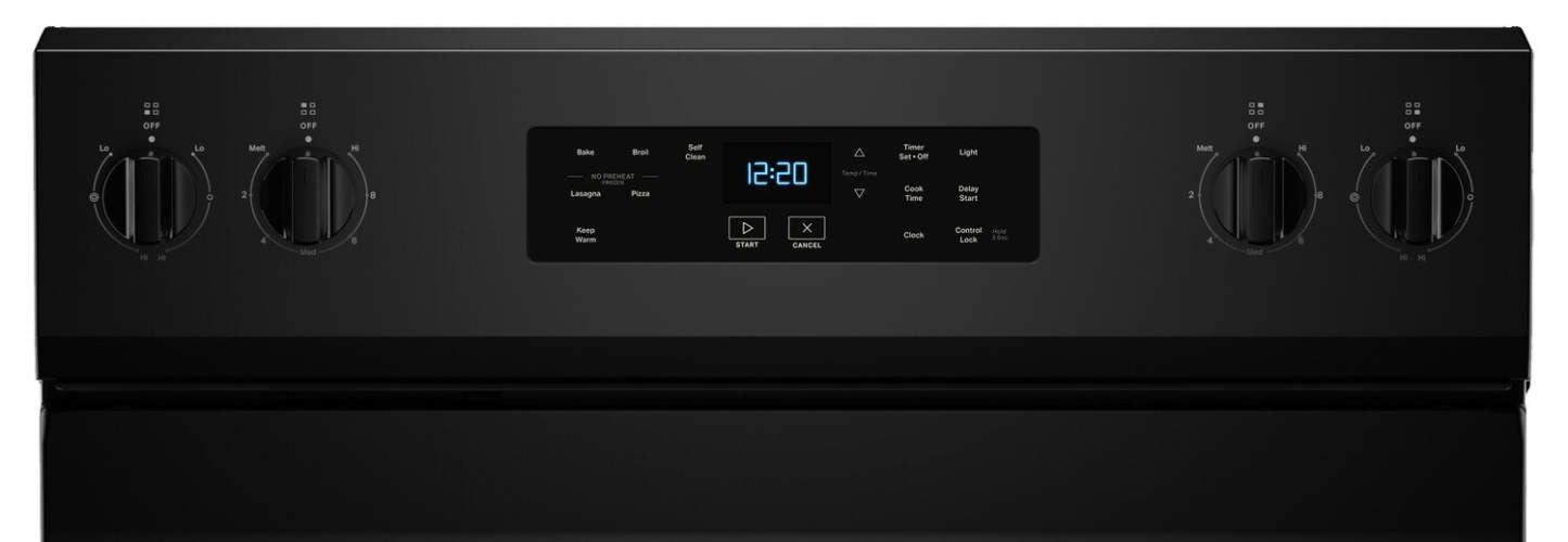 Cuisinière électrique Whirlpool de 5,3 pi³ avec nettoyage automatique - noire - YWFES3530RB | Bain à remous 5,3 Cu. Fort. Cuisinière électrique avec autonettoyage - Noir - YWFES3530RB