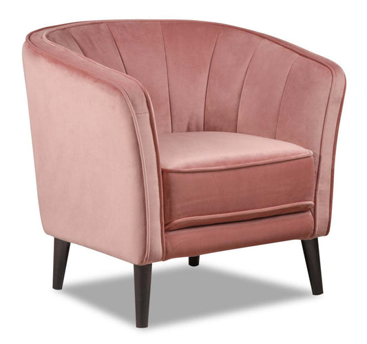Chaise d'appoint en tissu velours Brinley 29 avec pieds en bois - Rose | Fauteuil d'appoint Brinley de 29 po en tissu de velours avec pattes en bois - rose
