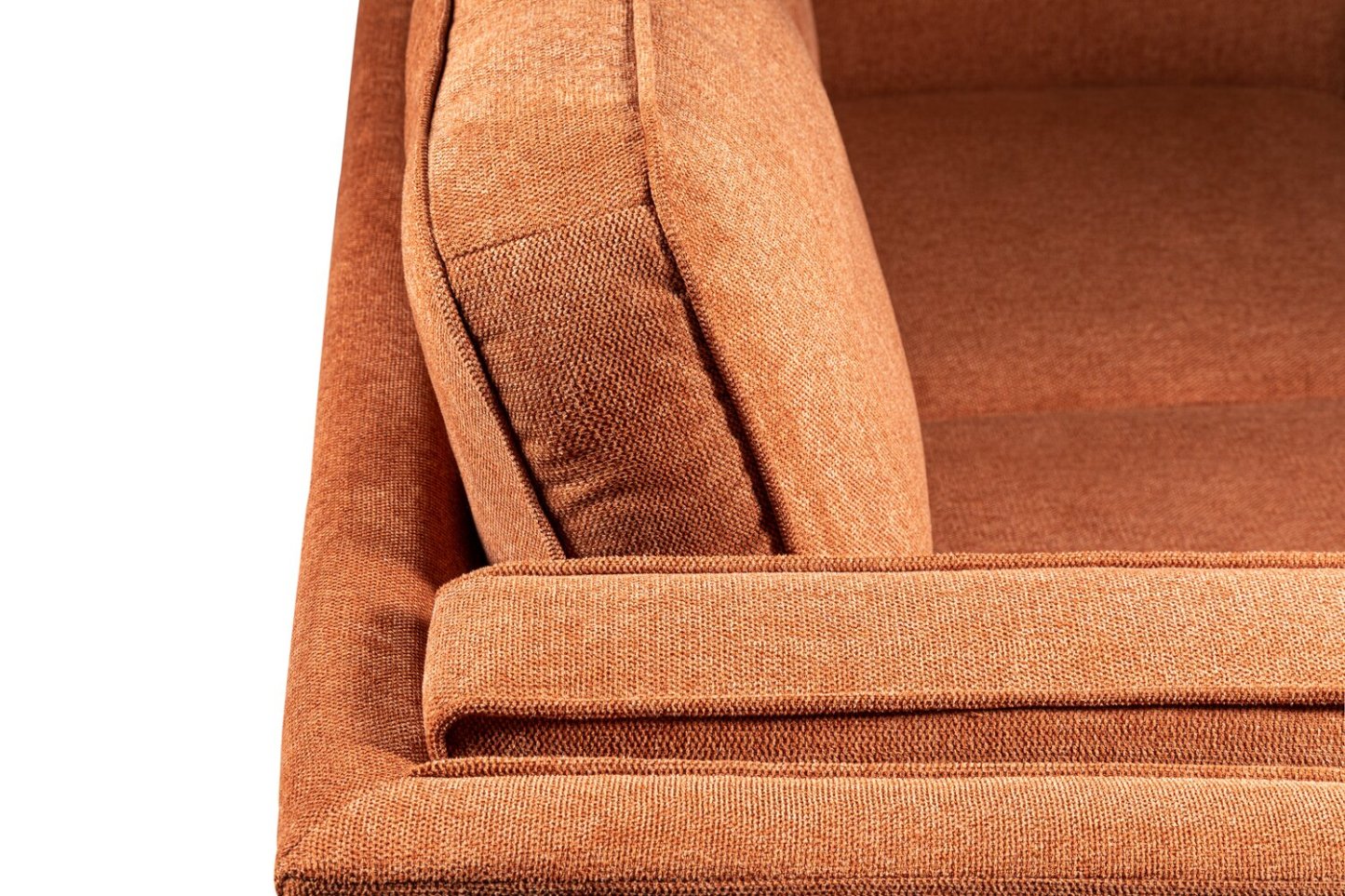 Kort & Co. Causeuse Kassia 65,4 po en tissu d’apparence lin avec base et pattes en bois - orange