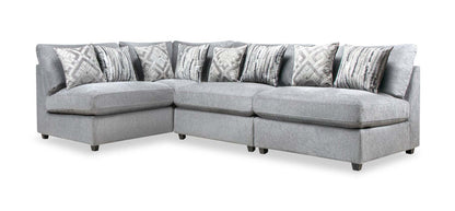Sofa sectionnel modulaire Evolve de Scott Living 4 pièces en tissu d’apparence lin avec coussins en duvet et plumes - gris