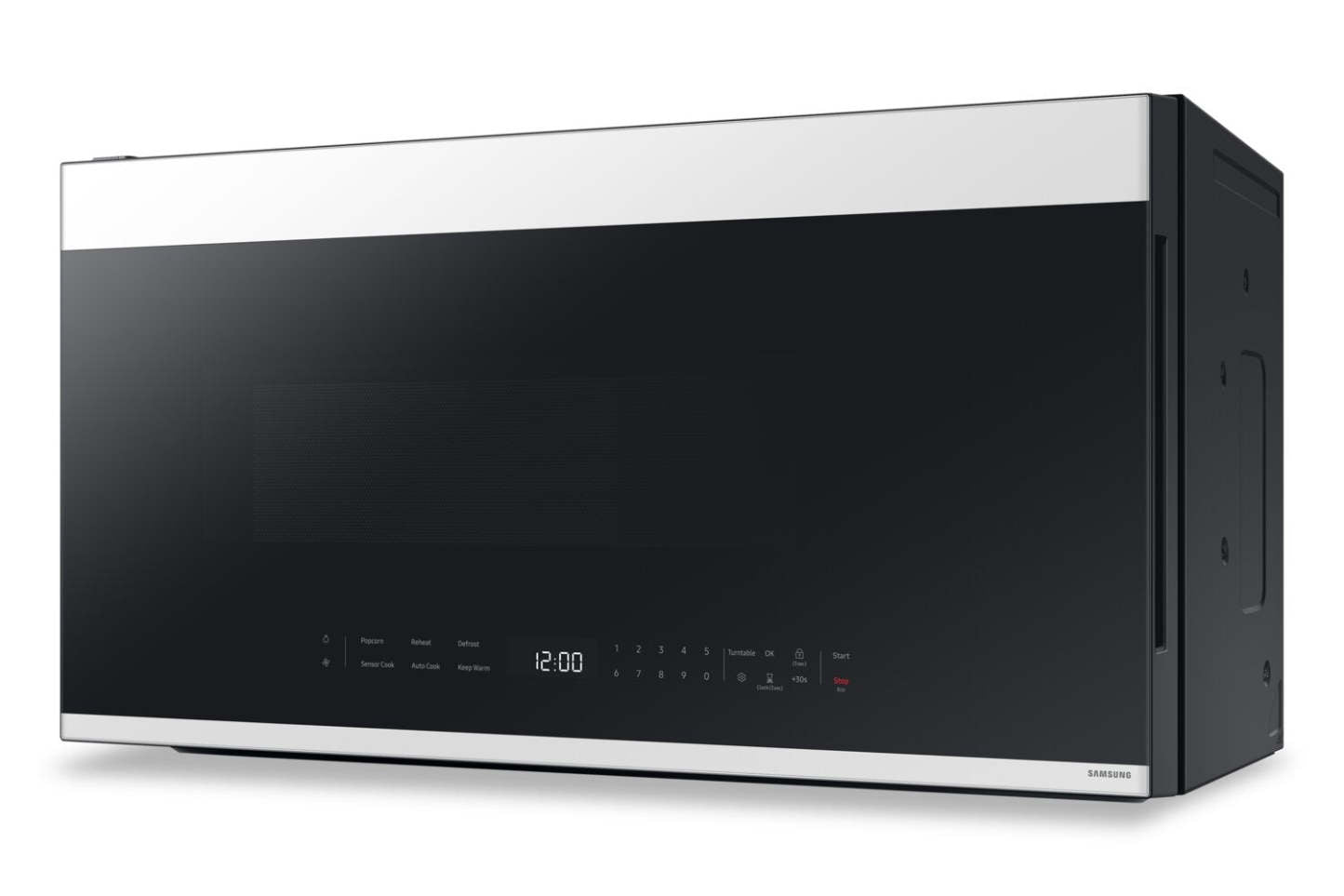 Samsung 2,1 Cu. Fort. Micro-ondes à hotte intégrée avec 400 CFM et commande tactile en verre - Verre blanc - ME… | Quatre à micro-ondes à hotte intégrée Samsung de 2,1 pi³ avec 400 pi³/min et commandes tactiles en ver…