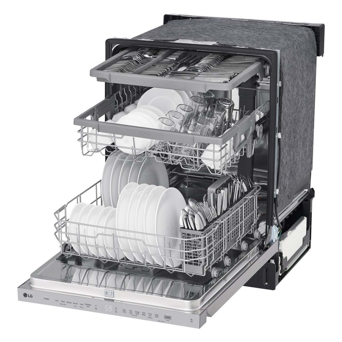 Lave-vaisselle encastré LG à 24 po et 48 dBA avec commandes sur le dessus et QuadWash® - acier inoxydable résistant aux traces - LDPN45… | LG 24 48 dBA Built-In Top-Control Dishwasher with QuadWash® - Smudge Proof Stainless Steel - LDPN45…