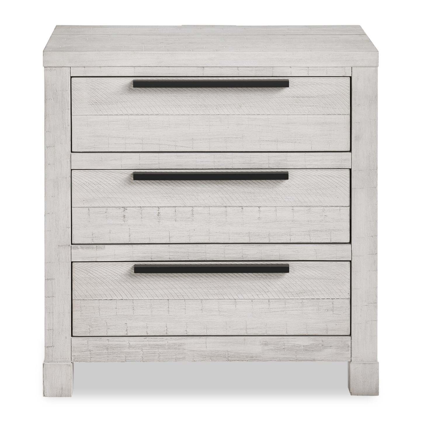 Table de chevet Haven à 3 tiroirs avec port USB, 26 L x 28 H - Blanc | Table de nuit Haven de 26 po (L) x 28 po (H) à 3 tiroirs avec port USB - blanche