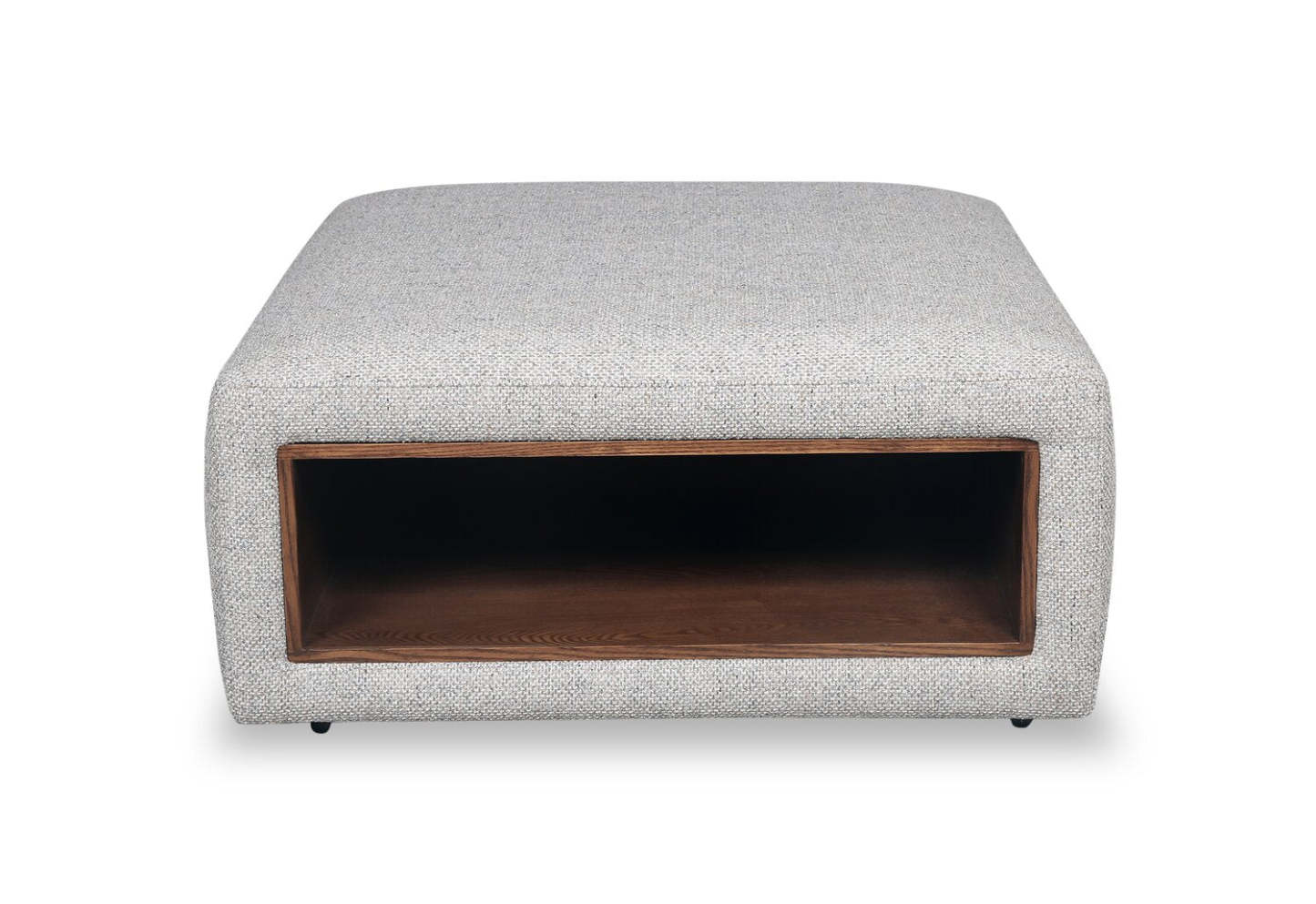 Geneva 32.5 Chenille Fabric Cocktail Ottoman with Storage and Wood Legs - Cloud Beige | Pouf table à café Geneva de 32,5 po en tissu de chenille avec rangement et pattes en bois - beige nuage