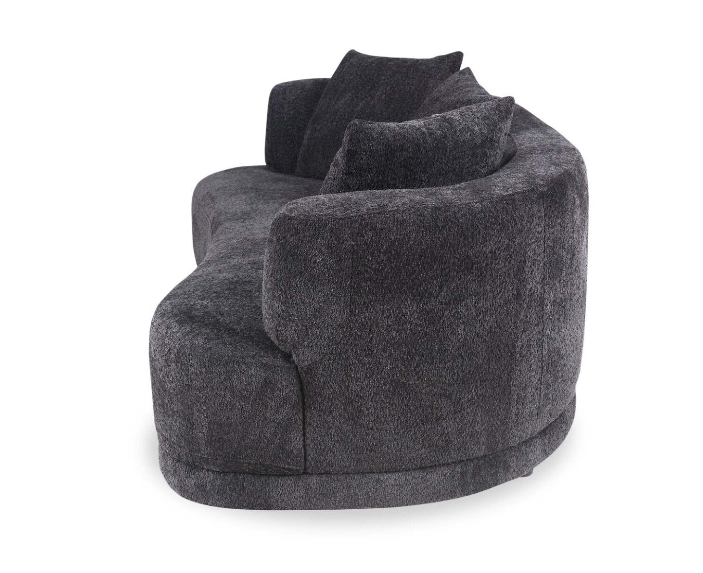 Canapé arrondi Moon de 91 po en tissu avec coussins décoratifs - noir corbeau laineux
