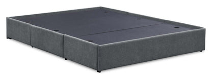 Lit de rangement Amos rembourré en tissu anthracite avec tête de lit capitonnée et 3 tiroirs intégrés - format lit double