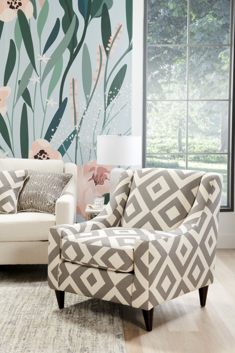 Fabriqué au Canada Cindy Crawford Home Fauteuil d'appoint Kylie 32 en tissu d'apparence lin - Charbon Carré | Fauteuil d'appoint Kylie de Cindy Crawford Home de 32 po fabriqué au Canada en tissu d'apparence lin - carré anthracite