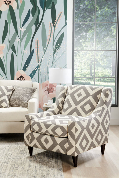 Fabriqué au Canada Cindy Crawford Home Fauteuil d'appoint Kylie 32 en tissu d'apparence lin - Charbon Carré | Fauteuil d'appoint Kylie de Cindy Crawford Home de 32 po fabriqué au Canada en tissu d'apparence lin - carré anthracite