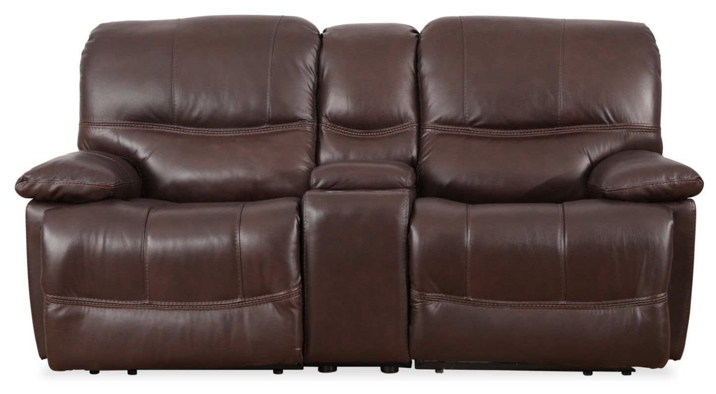 Franco 79 Genuine Leather Zero Gravity Power Reclining Loveseat with Storage Console and USB Ports - Brown | Causeuse à inclinaison électrique Franco de 79 po en cuir véritable avec position zéro gravité, console de rangement et ports USB - brune
