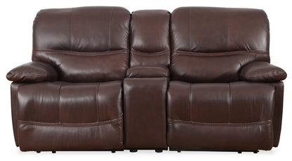 Franco 79 Genuine Leather Zero Gravity Power Reclining Loveseat with Storage Console and USB Ports - Brown | Causeuse à inclinaison électrique Franco de 79 po en cuir véritable avec position zéro gravité, console de rangement et ports USB - brune