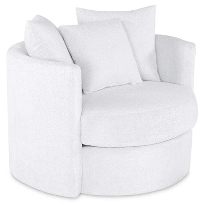 Fauteuil d’appoint pivotant Cuddler Midi de 42 po fabriqué au Canada en tissu de chenille - blanc Plush Heaven