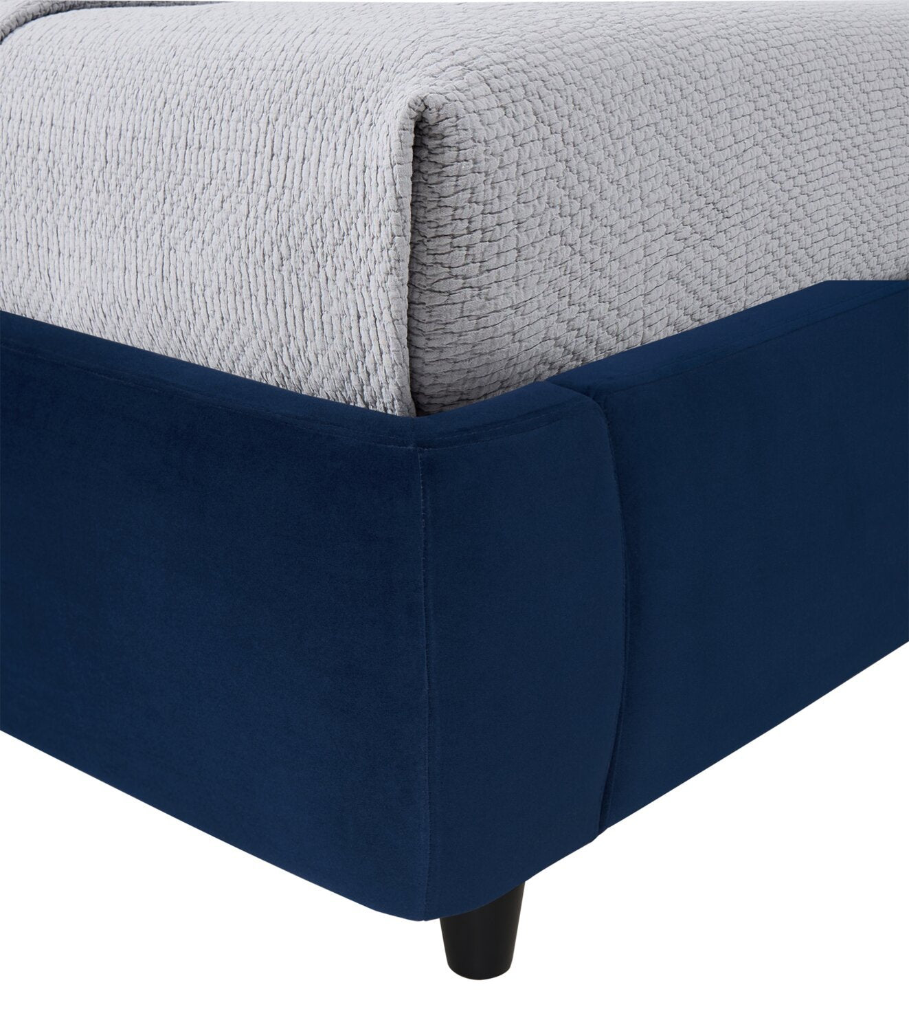 Lit plateforme rembourré Mave en tissu de velours bleu - format grand lit | Mave Upholstered Platform Bed in Blue Velvet Fabric - Queen Size