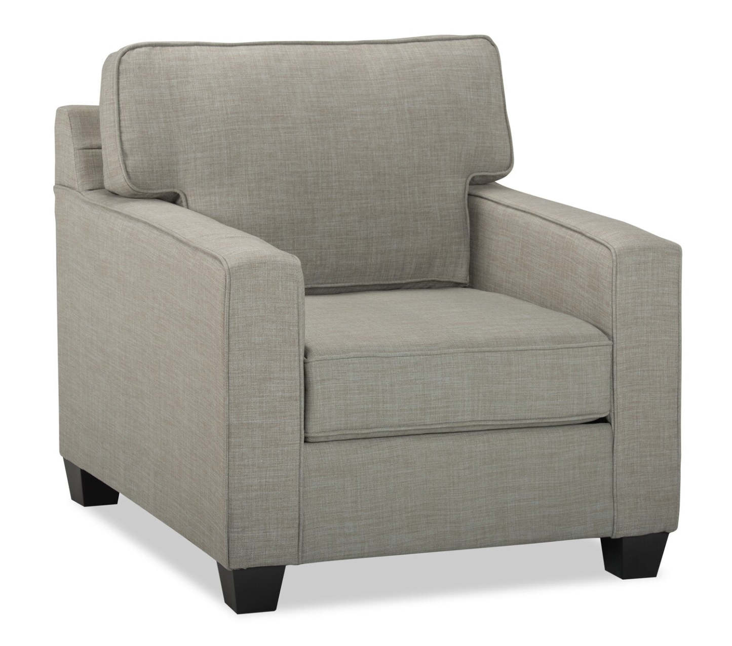 Made in Canada Sawyer 35 Linen-Look Fabric Chair with Reversible Cushions and Track Arms - Light Grey | Fauteuil Sawyer de 35 po fabriqué au Canada en tissu d’apparence lin avec coussins réversibles et accoudoirs rectilignes - gris clair