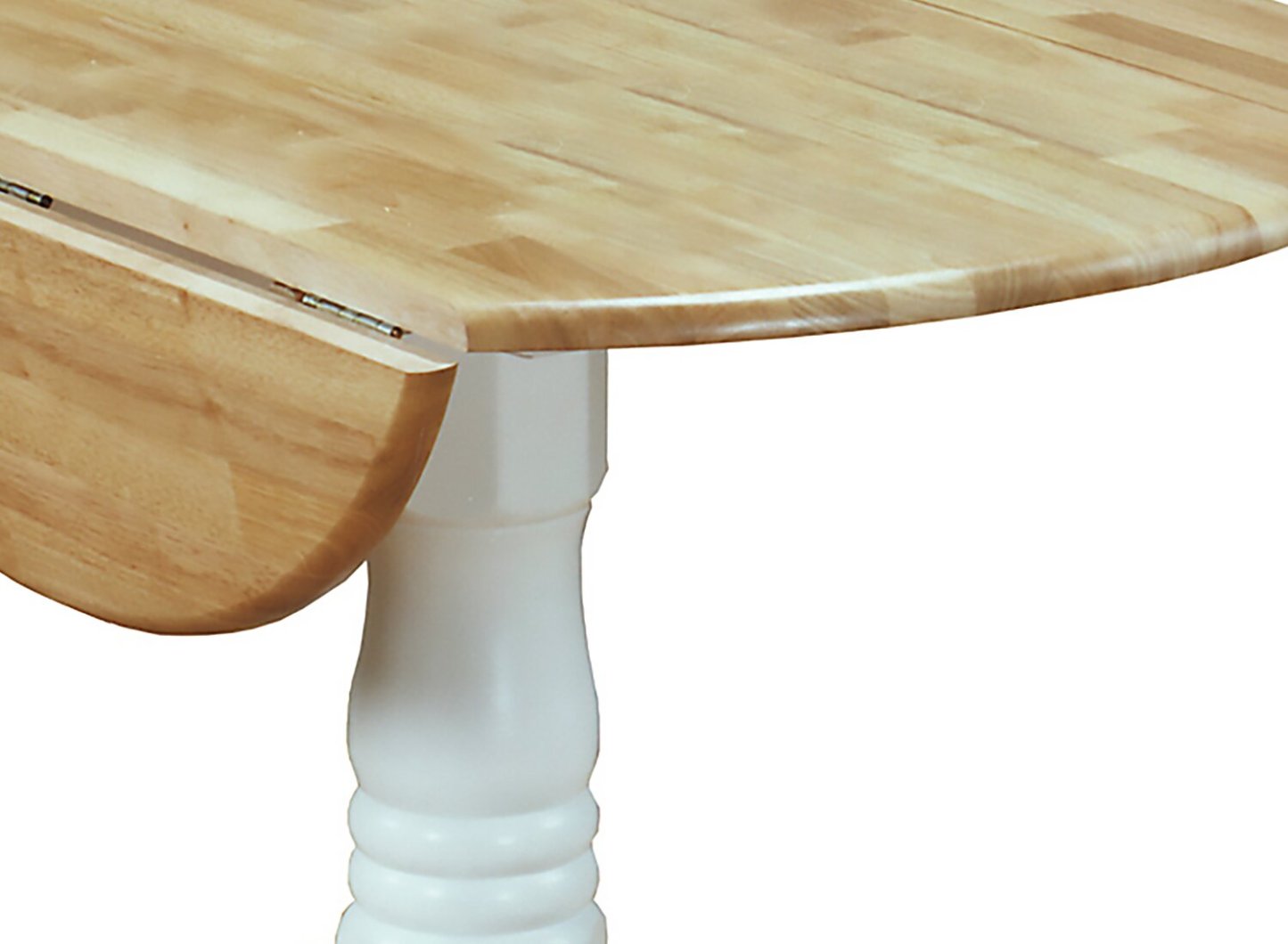 Table de salle à manger à abattants Hana, bois, base sur pied, 40 W - bicolore blanc et naturel | Table de salle à manger Hana de 40 po (L) à abattant, en bois et avec base piédestal - deux teintes, blanc et naturel