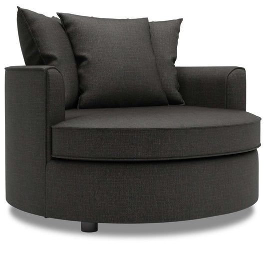Fauteuil d'appoint enveloppant Sofa Lab de 48 po fabriqué au Canada en tissu d'apparence lin - gris Luna Kohl | CUDD2691