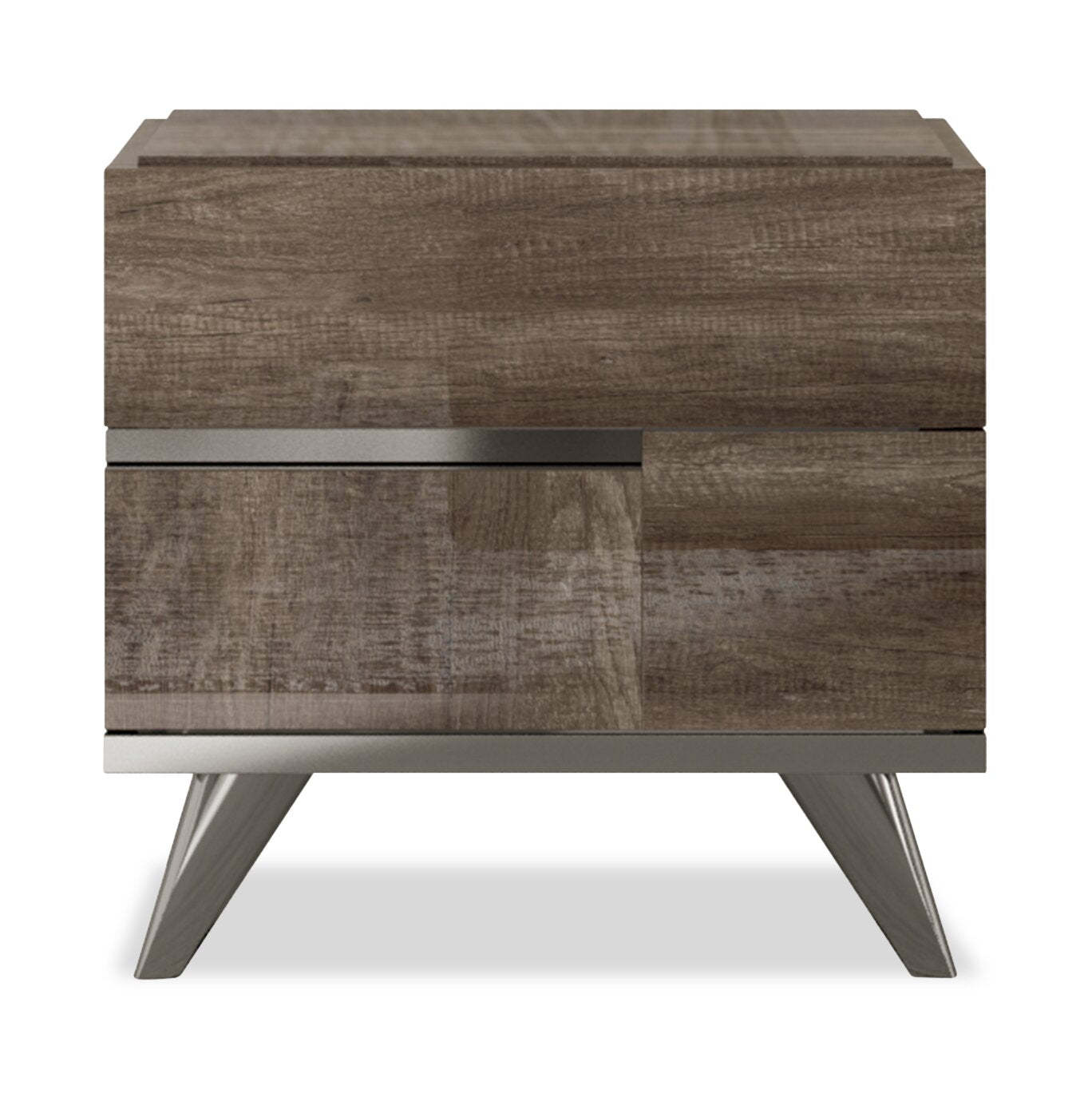 Table de nuit à 2 tiroirs Gino - Fabriquée en Italie, 24,8 L x 23,2 H, Moderne - Marron | Table de nuit Gino à 2 tiroirs - fabriquée en Italie, 24,8 po (L) x 23,2 po (H), moderne - brune