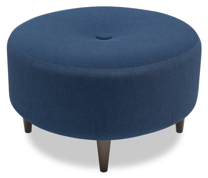 Fabriqué au Canada Sofa Lab personnalisable Pouf The Curve 31 en tissu d'apparence lin - Pax bleu marine | Pouf The Curve de Sofa Lab de 31 po fabriqué au Canada en tissu d'apparence lin - bleu Pax Navy | CURV3149