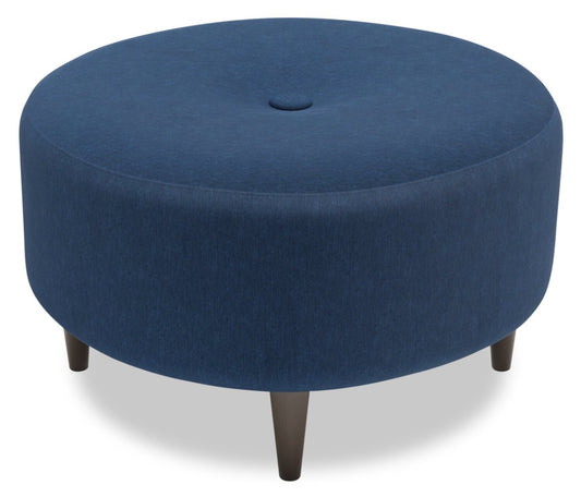 Fabriqué au Canada Sofa Lab personnalisable Pouf The Curve 31 en tissu d'apparence lin - Pax bleu marine | Pouf The Curve de Sofa Lab de 31 po fabriqué au Canada en tissu d'apparence lin - bleu Pax Navy | CURV3149
