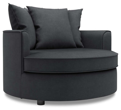 Fauteuil d'appoint enveloppant Sofa Lab de 48 po fabriqué au Canada en tissu d'apparence lin - gris Pax Pepper | CUDD2949