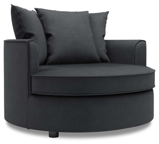 Fauteuil d'appoint enveloppant Sofa Lab de 48 po fabriqué au Canada en tissu d'apparence lin - gris Pax Pepper | CUDD2949