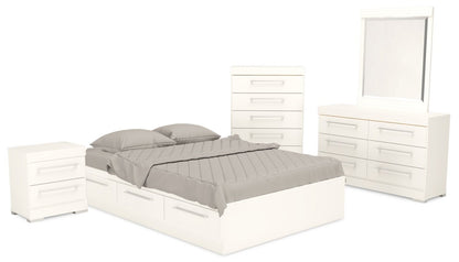 Lit Matelas Riley avec rangement à 3 tiroirs pour enfants, fabriqué au Canada, blanc - Pleine grandeur | Lit matelot Riley avec 3 tiroirs de rangement pour enfants, fabriqué au Canada, blanc - format lit double