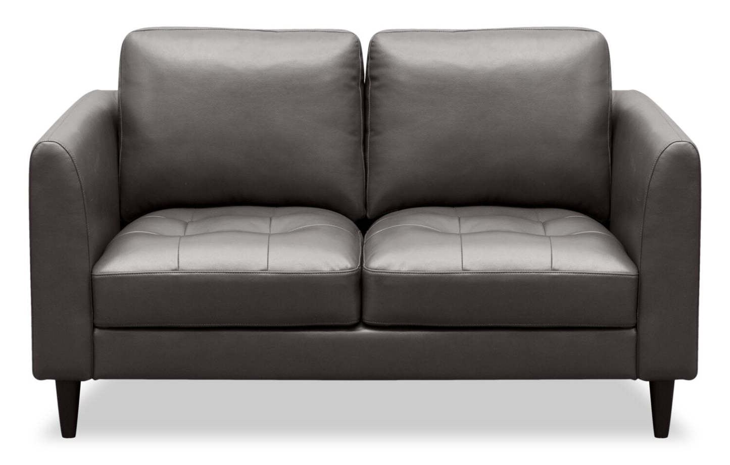 Causeuse Erin 56 en tissu d'apparence cuir avec coussins de siège capitonnés - Gris | auseuse Erin de 56 po en tissu d'apparence cuir avec coussins de siège capitonnés - grise