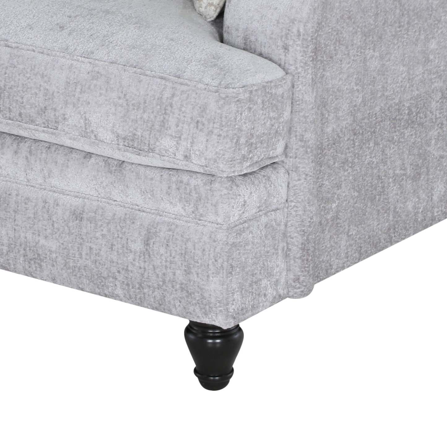 Fauteuil Bellmont de 38 po fabriqué au Canada en tissu de chenille avec pattes en bois - gris platine