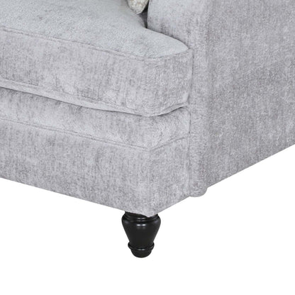 Fauteuil Bellmont de 38 po fabriqué au Canada en tissu de chenille avec pattes en bois - gris platine