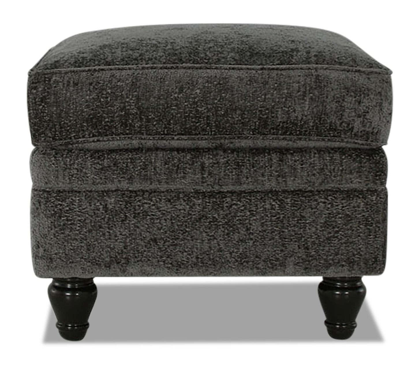 Fabriqué au Canada Ottoman Bellmont 26 en tissu chenille avec pieds en bois - Gris anthracite | Pouf Bellmont de 26 po fabriqué au Canada en tissu de chenille avec pattes en bois - gris anthracite