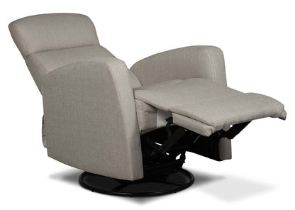 Fauteuil inclinable et berçant pivotant en tissu d'apparence lin Penny 29.1 - Taupe | Fauteuil berçant, pivotant et inclinable Penny de 29,1 po en tissu d'apparence lin - taupe