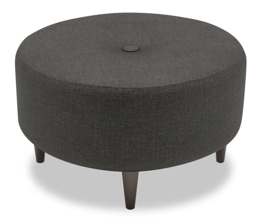 Pouf The Curve 31 en tissu aspect lin - Gris Luna Kohl | Fabriqué au Canada | CURV2691
