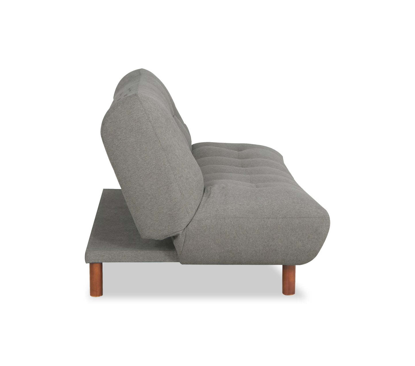 Futon Klik Klak en tissu Campus 76 avec capitonnage et pattes en bois - Gris | Futon Campus de 76 po en tissu avec mécanisme Klik Klak, capitonnage et pattes en bois - gris
