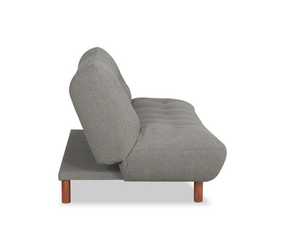 Futon Klik Klak en tissu Campus 76 avec capitonnage et pattes en bois - Gris | Futon Campus de 76 po en tissu avec mécanisme Klik Klak, capitonnage et pattes en bois - gris