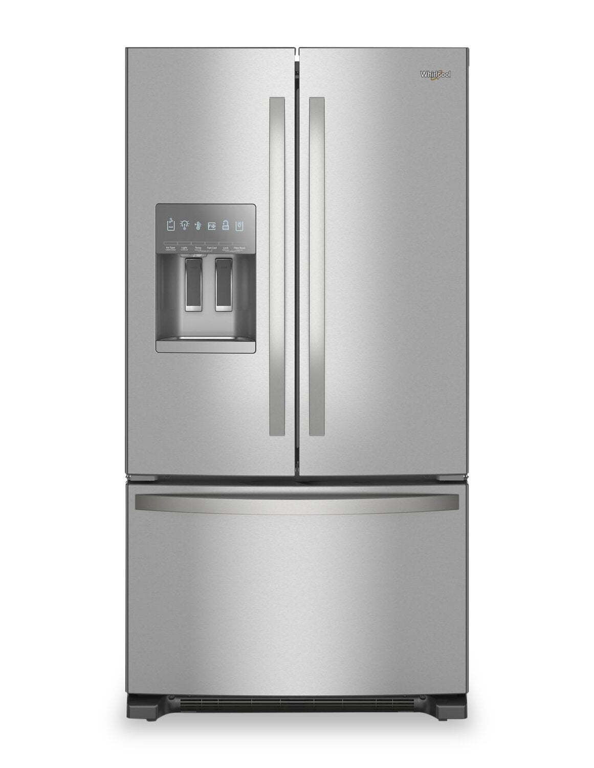 Whirlpool 36 25 Cu. Ft. Réfrigérateur à portes françaises avec distributeur d’eau et de glaçons - WRFF3436RZ | Réfrigérateur Whirlpool de 36 po et de 25 pi³ à portes françaises avec distributeur d’eau et de glaçons - WRFF3436RZ | WRFF34RZ