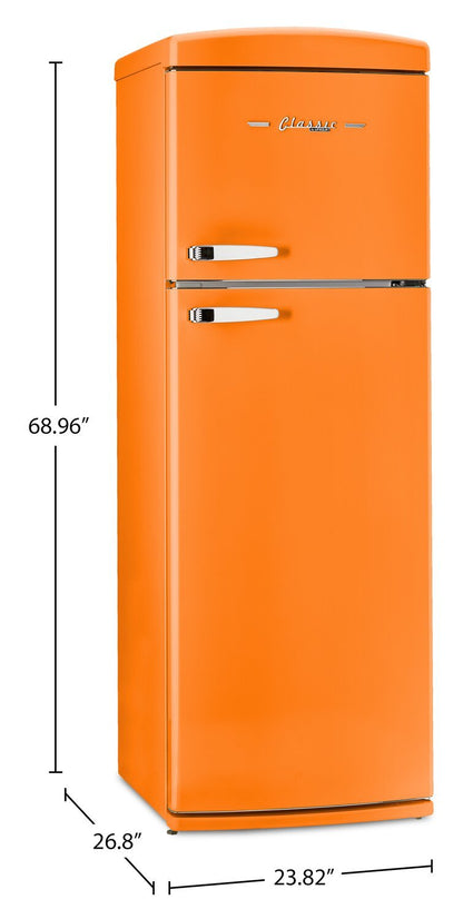 Réfrigérateur Classic Rétro d'Unique de 24 po et de 11 pi3 à congélateur supérieur - orange creamsicle - UNQ-310L O TM