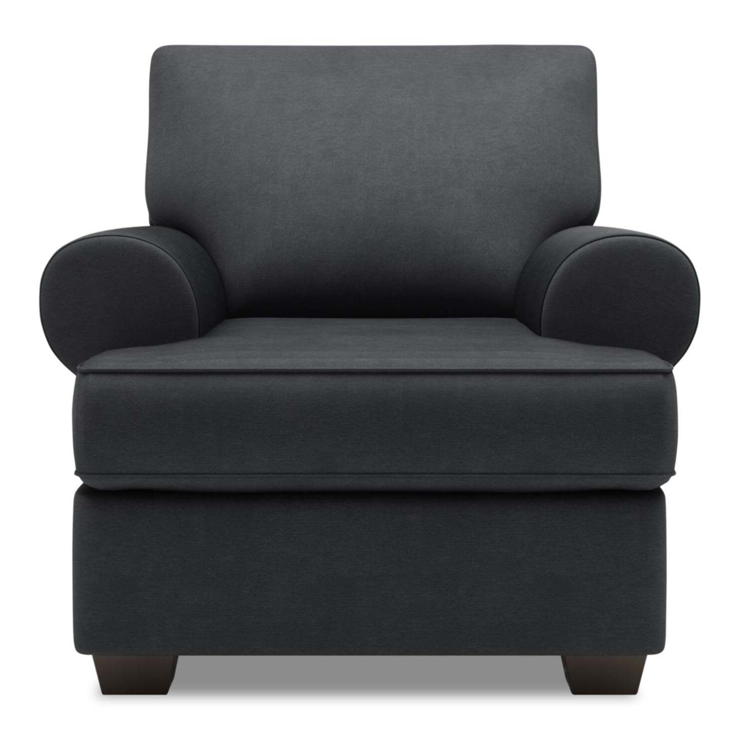 Fauteuil Roll de Sofa Lab de 42 po fabriqué au Canada en tissu d'apparence lin avec accoudoirs enroulés - gris Pax Pepper | RO302949