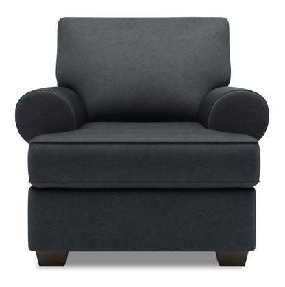 Fauteuil Roll de Sofa Lab de 42 po fabriqué au Canada en tissu d'apparence lin avec accoudoirs enroulés - gris Pax Pepper | RO302949