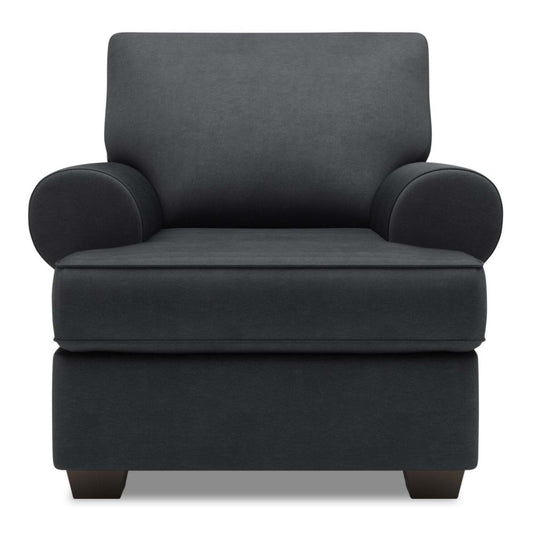 Fauteuil Roll de Sofa Lab de 42 po fabriqué au Canada en tissu d'apparence lin avec accoudoirs enroulés - gris Pax Pepper | RO302949
