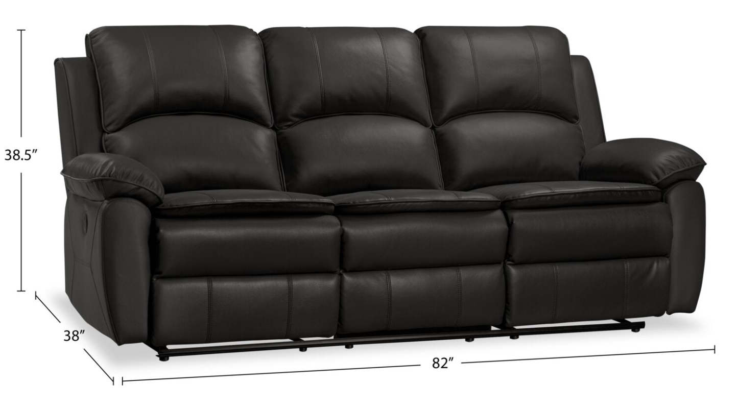 Sofa à inclinaison électrique Chandler de 82 po en tissu d’apparence cuir avec ports USB - gris