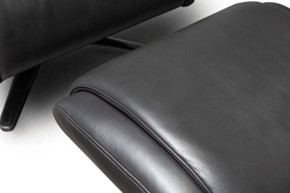 Vega 29,5 Fauteuil inclinable pivotant sans stress en similicuir avec repose-pieds et pieds en aluminium - Gris | Fauteuil pivotant inclinable Vega antistress de 29,5 po en similicuir avec repose-pieds et pattes en aluminium - gris