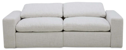 Causeuse à inclinaison électrique Sky Modular 91,5 en tissu avec coussins amovibles en duvet de plumes - Nathan Wheat | Causeuse à inclinaison électrique modulaire Sky de 91,5 po en tissu avec coussins amovibles en couette et plumes - blé Nathan