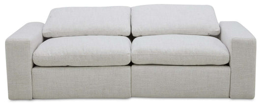 Causeuse à inclinaison électrique Sky Modular 91,5 en tissu avec coussins amovibles en duvet de plumes - Nathan Wheat | Causeuse à inclinaison électrique modulaire Sky de 91,5 po en tissu avec coussins amovibles en couette et plumes - blé Nathan